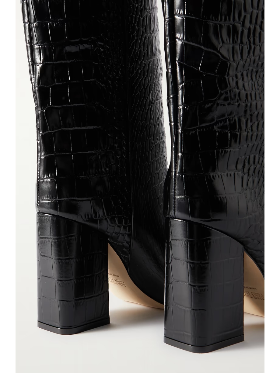 Anja croc-effect leather knee boots