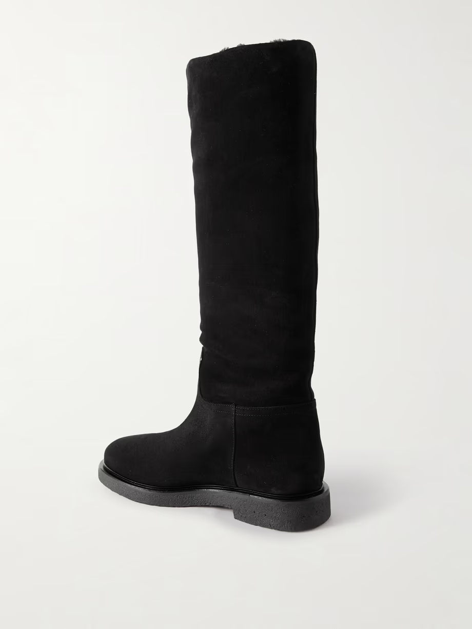 Shearling-lined suede knee boots