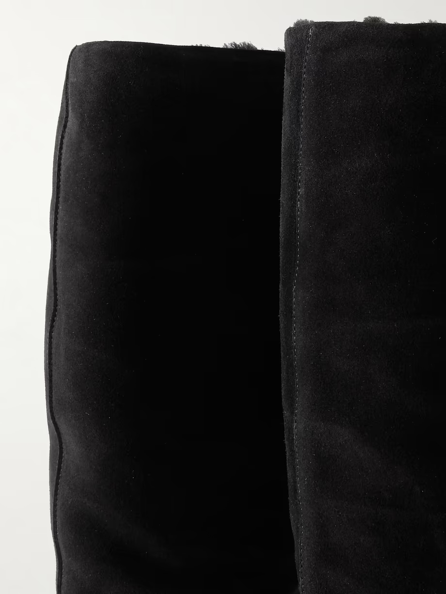 Shearling-lined suede knee boots