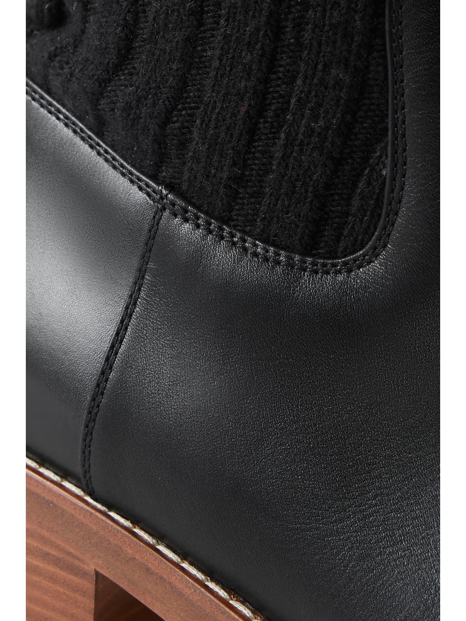 Hobbes ribbed cashmere-trimmed leather Chelsea boots