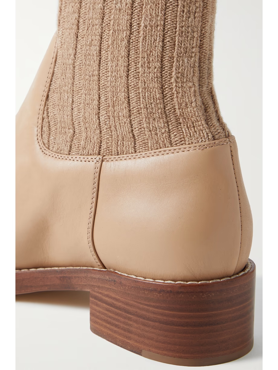 Hobbes ribbed cashmere-trimmed leather Chelsea boots