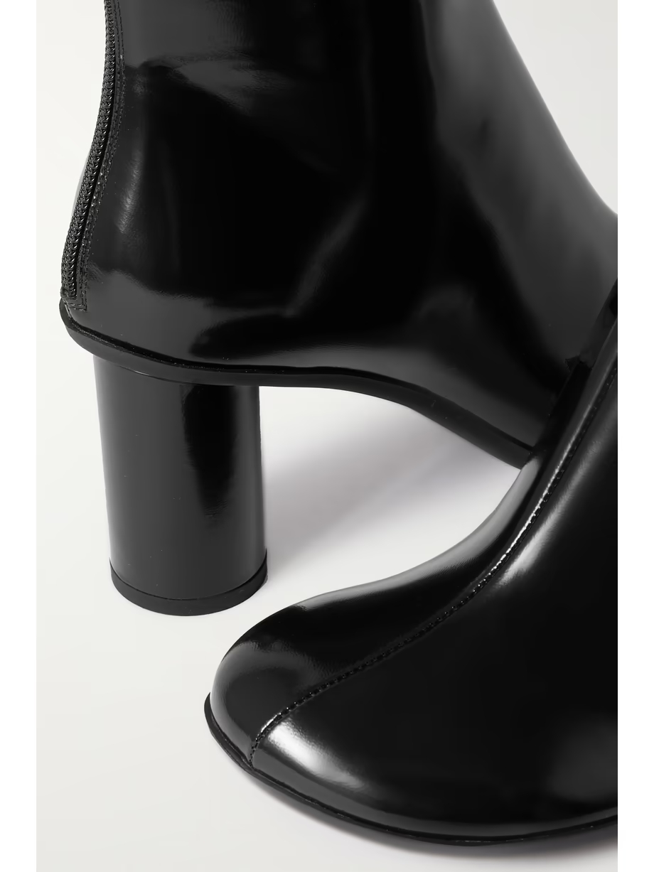 Atomic glossed-leather ankle boots