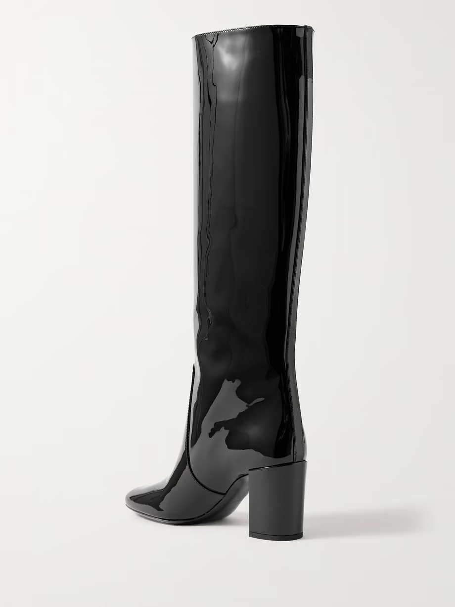 Patent-leather knee boots