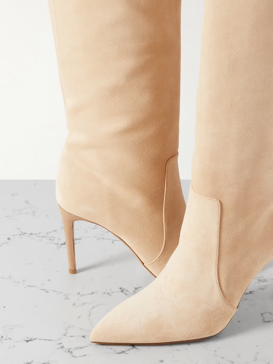 Stiletto suede knee boots