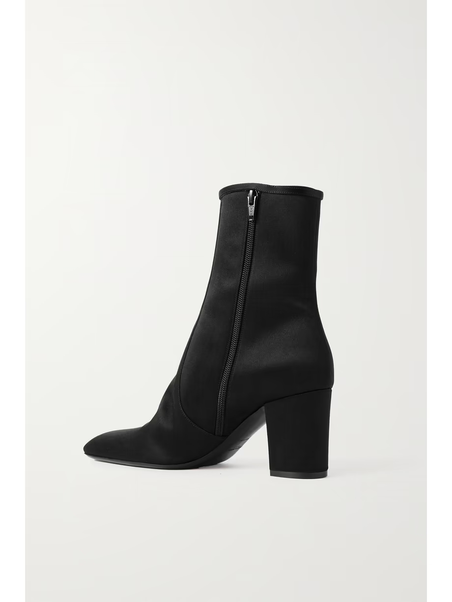 Betty buckle-embellished leather-trimmed satin ankle boots