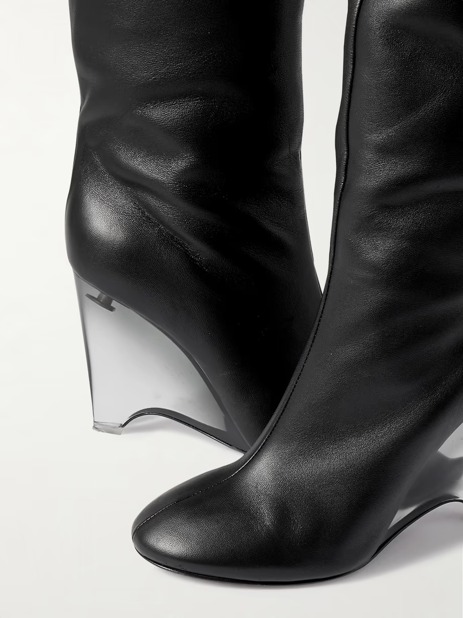 100 leather over-the-knee wedge boots