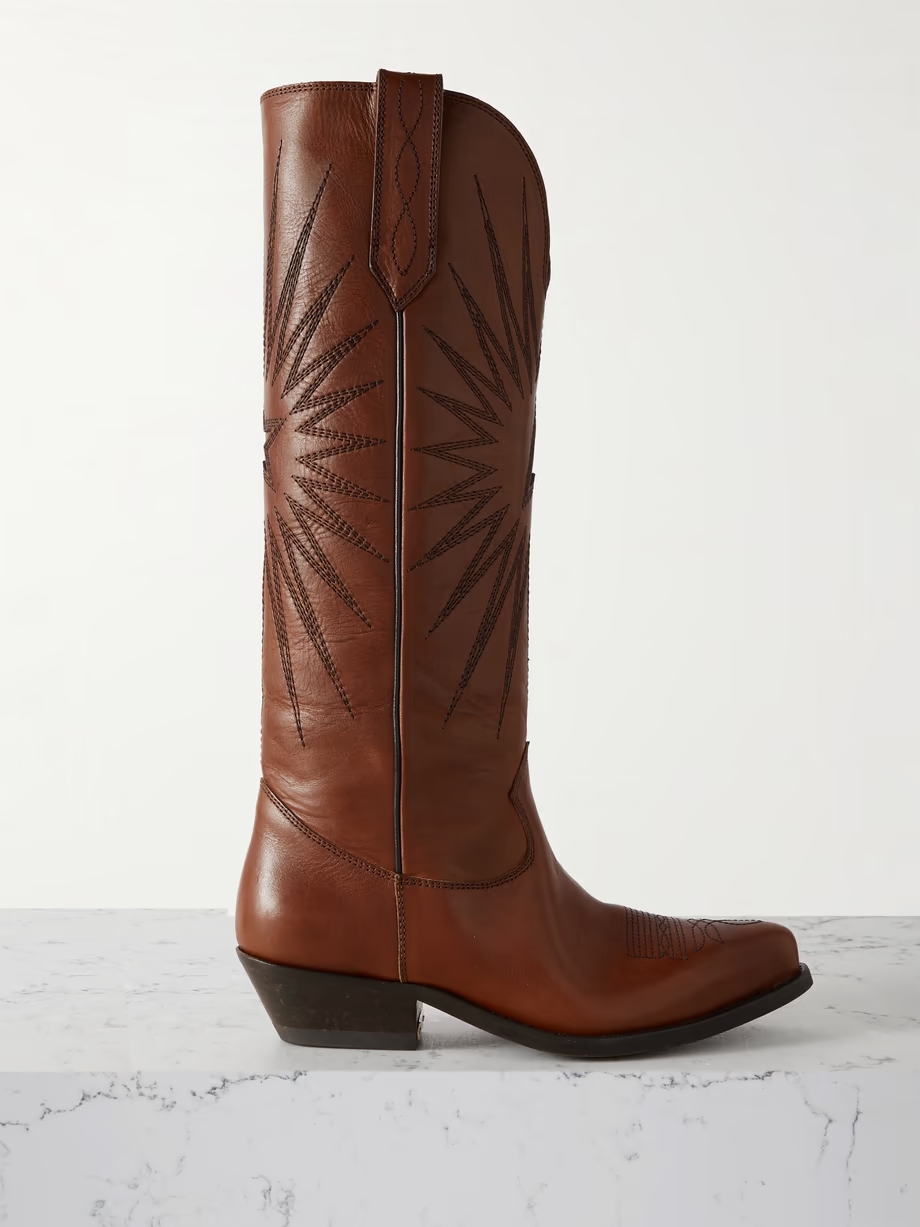 Wish Star embroidered leather cowboy boots