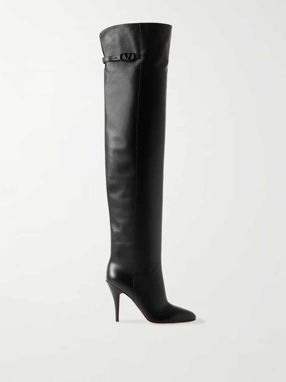 105 buckle-embellished leather over-the-knee boots