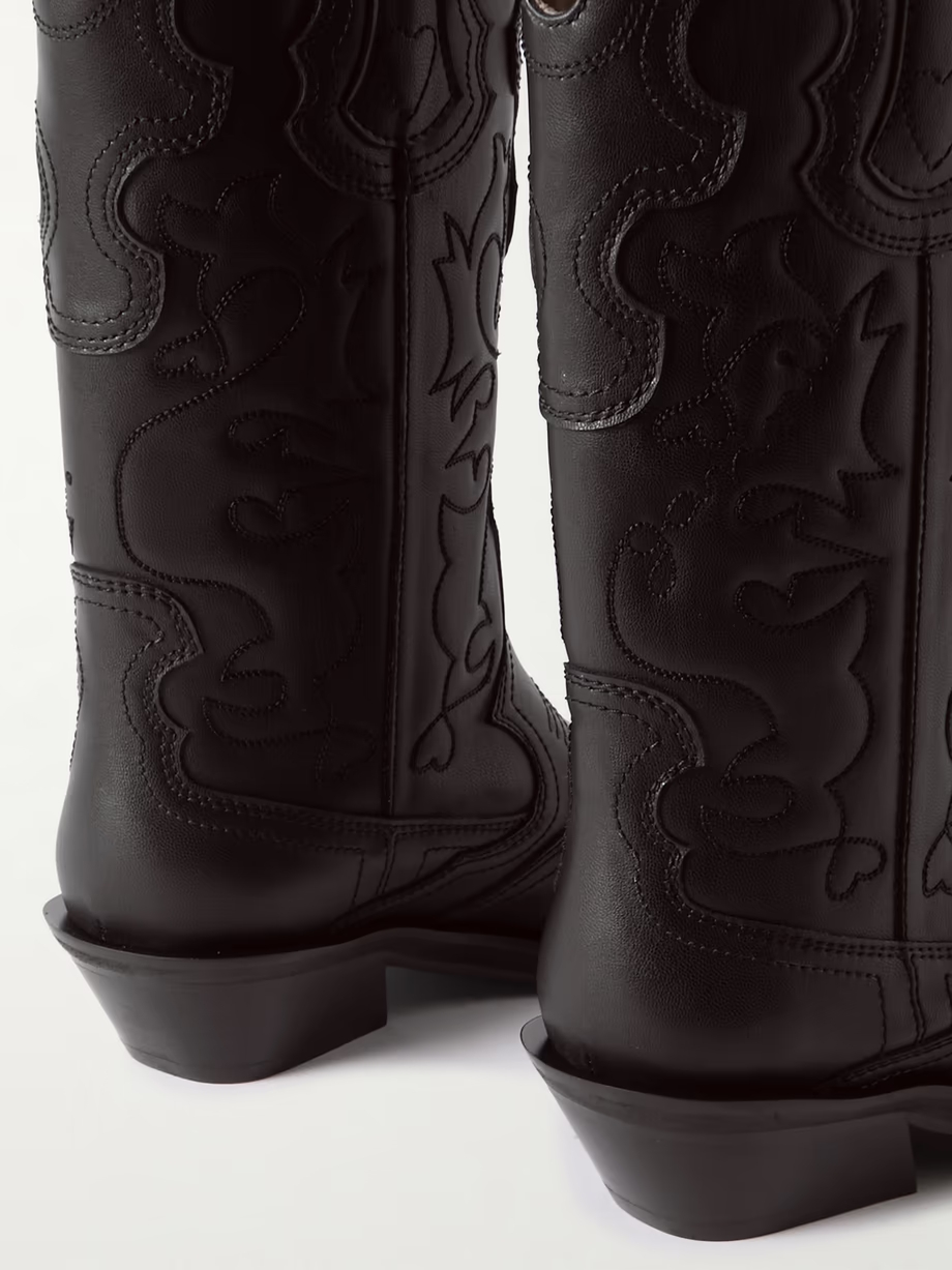 Embroidered leather cowboy boots