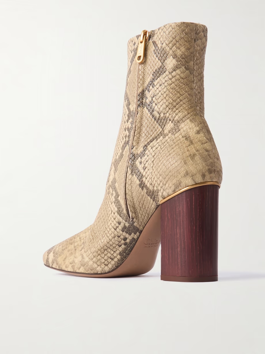 Ambre snake-effect leather ankle boots