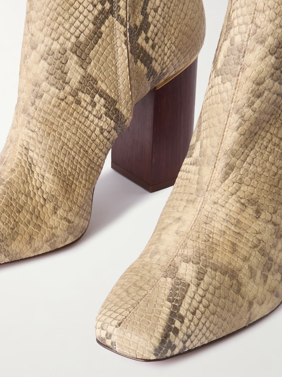 Ambre snake-effect leather ankle boots