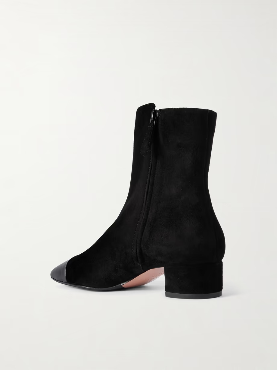 French Flirt leather-trimmed suede ankle boots