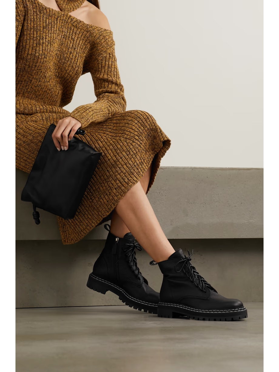 Textured-leather ankle boots