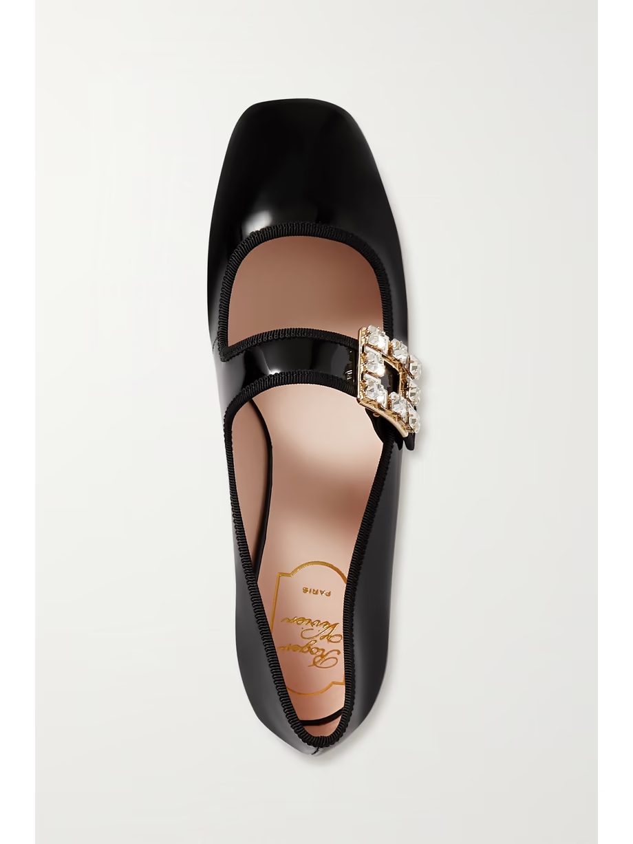 Très Vivier Strass Babies crystal-embellished patent-leather ballet flats