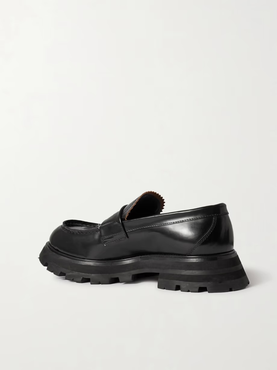 Glossed-leather exaggerated-sole loafers