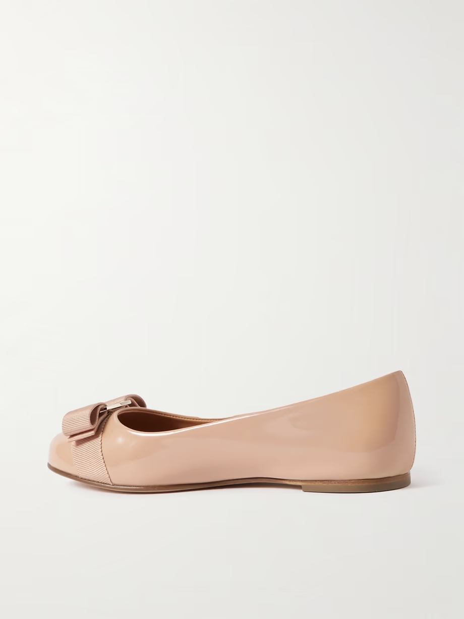 Varina bow-embellished patent-leather ballet flats