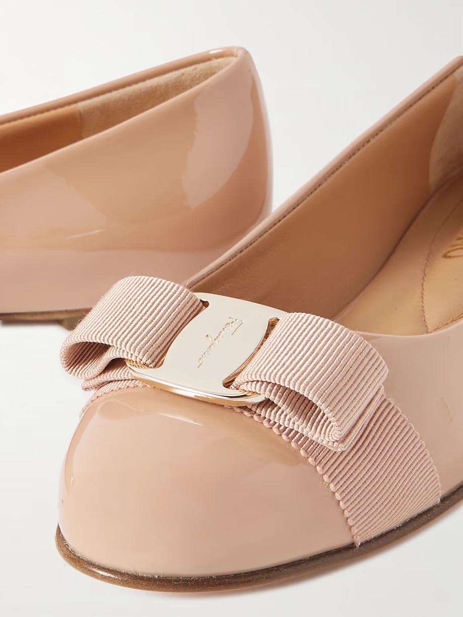 Varina bow-embellished patent-leather ballet flats