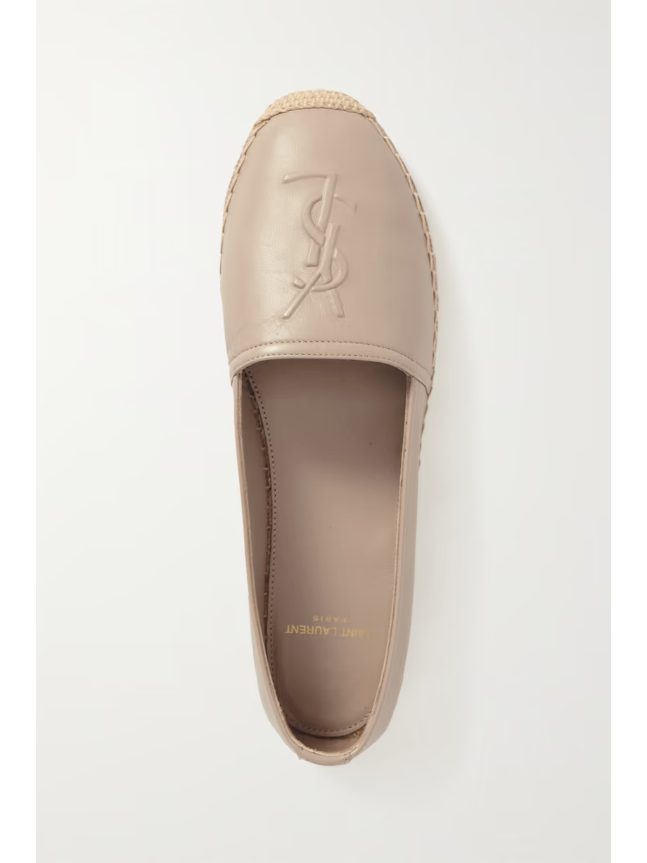 Logo-embossed leather espadrilles