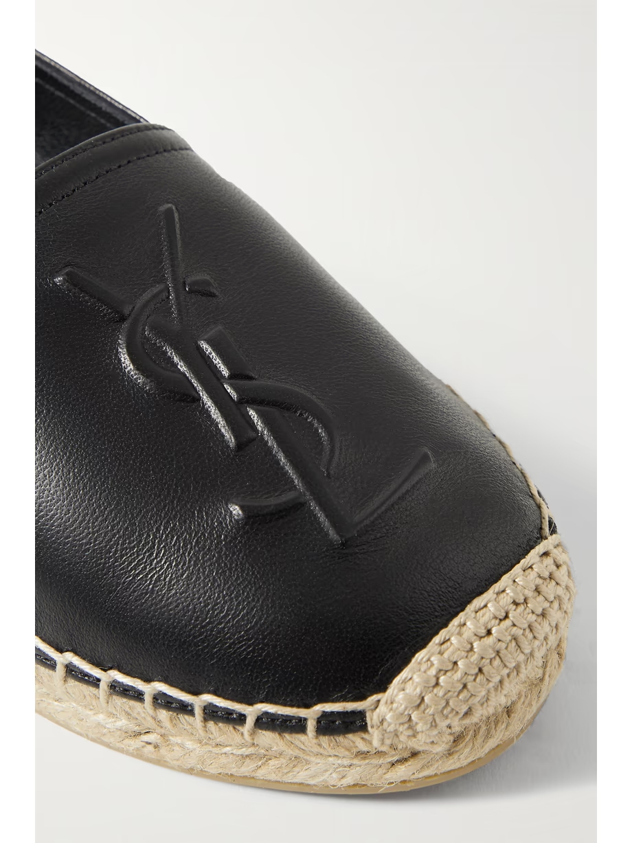 Logo-embossed leather espadrilles