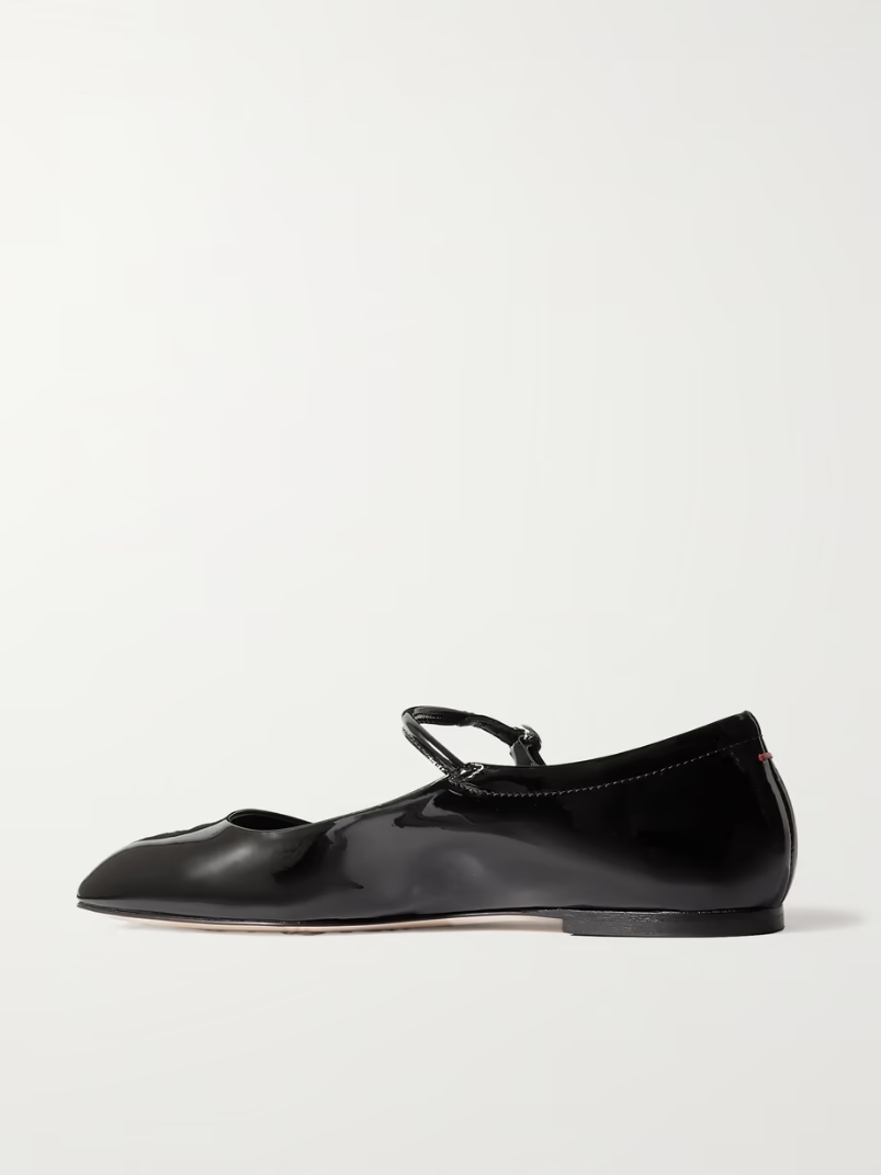 Uma patent-leather Mary Jane ballet flats