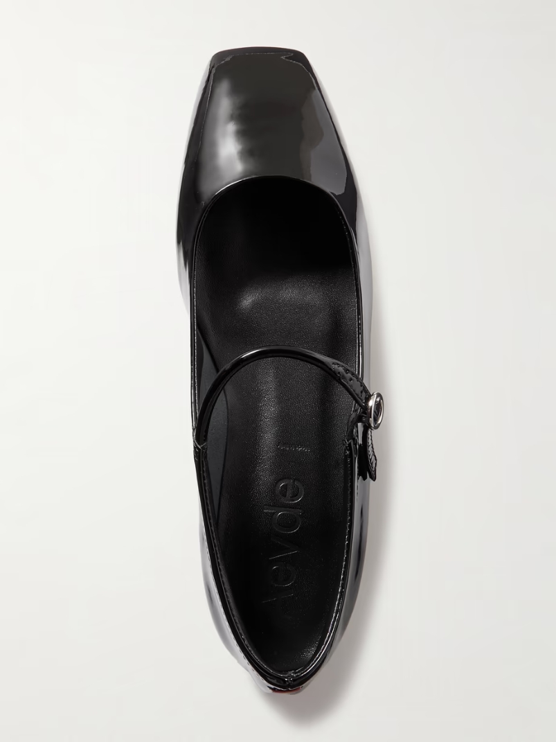 Uma patent-leather Mary Jane ballet flats