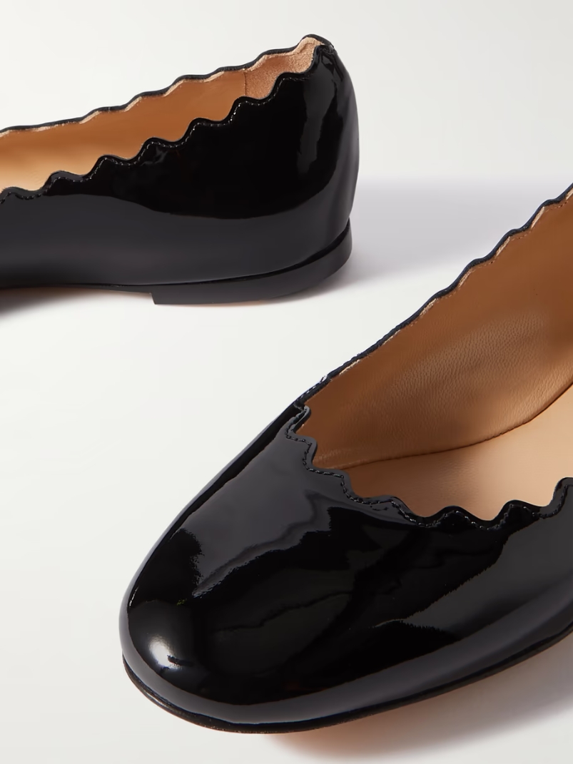 Lauren scalloped patent-leather ballet flats