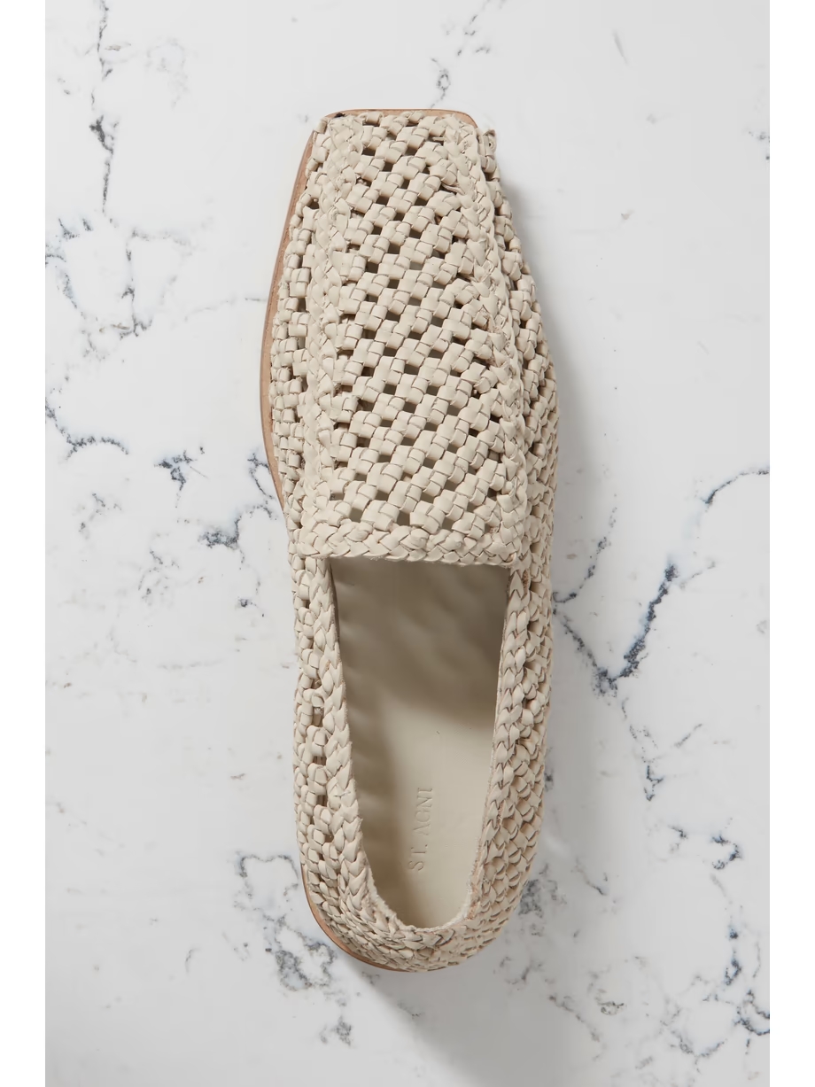 + NET SUSTAIN macramé leather loafers