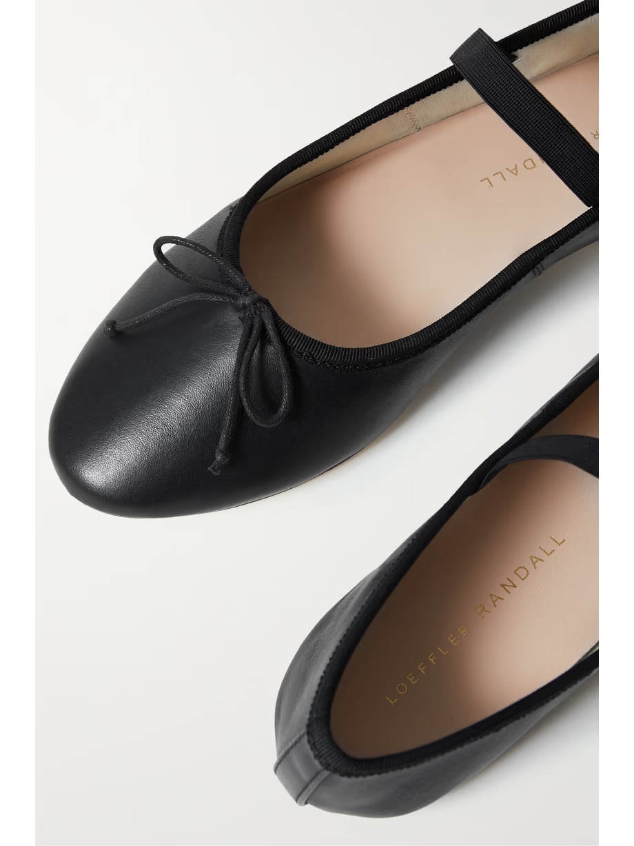 Leonie bow-embellished leather flats