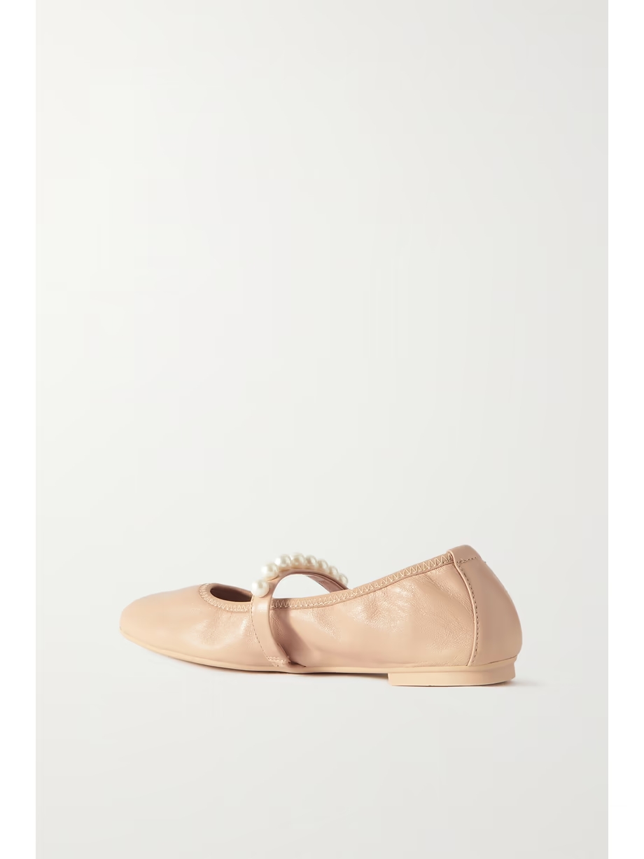 Goldie faux pearl-embellished leather ballet flats