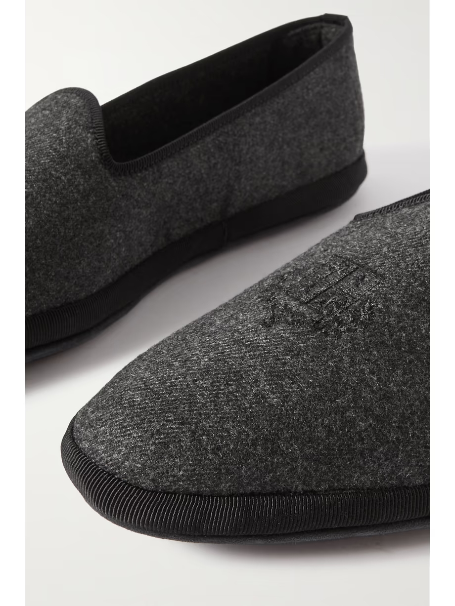 Venice embroidered cashmere-blend flannel slippers