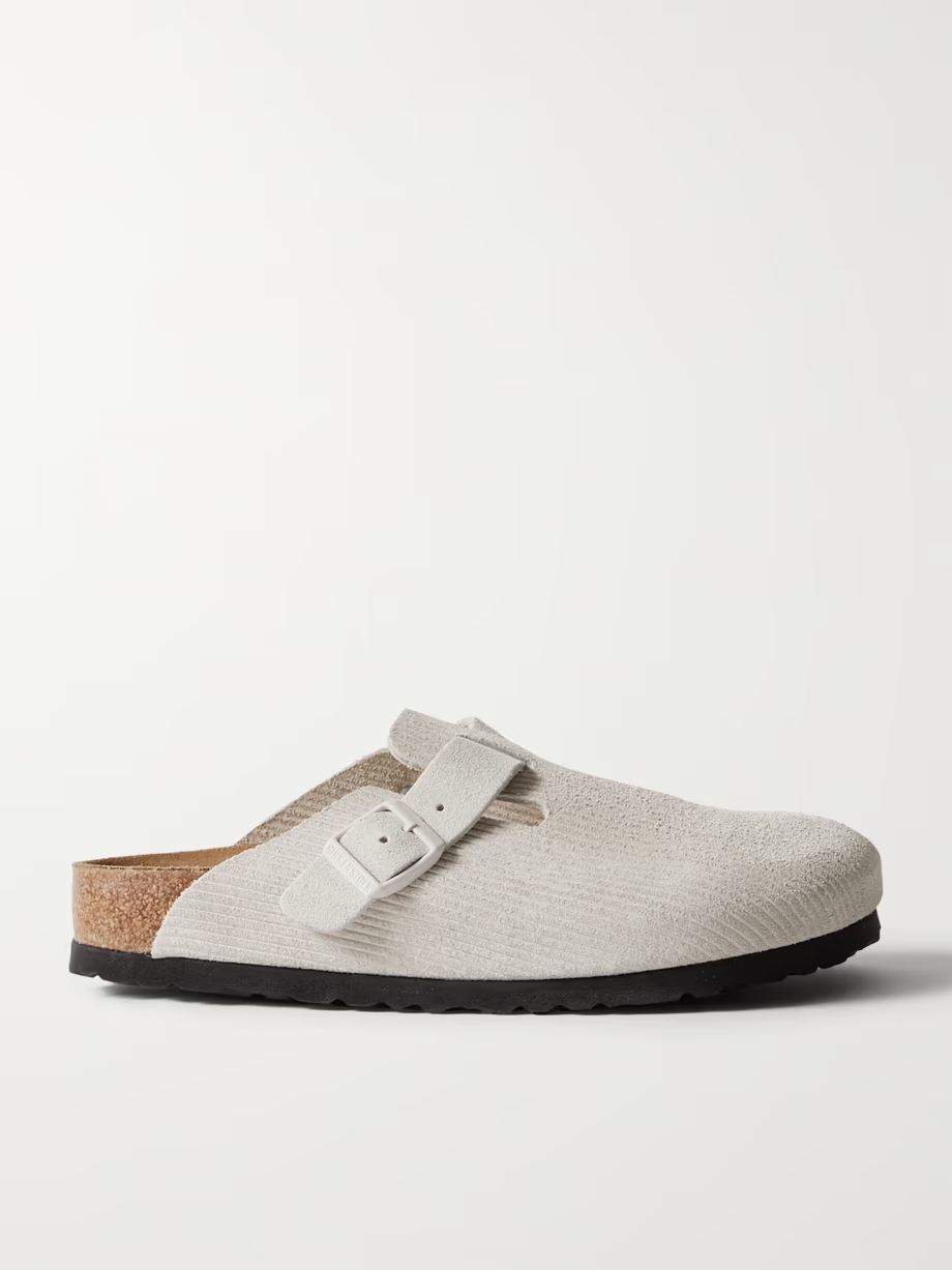 Boston embossed-suede clogs