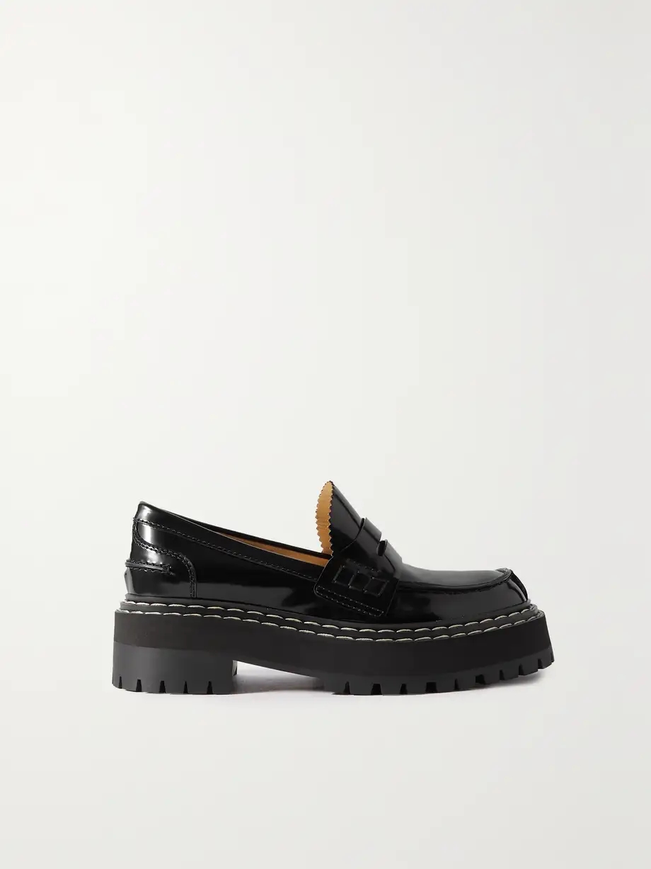 Patent-leather platform loafers