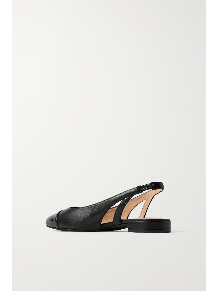 Patent-trimmed leather slingback flats