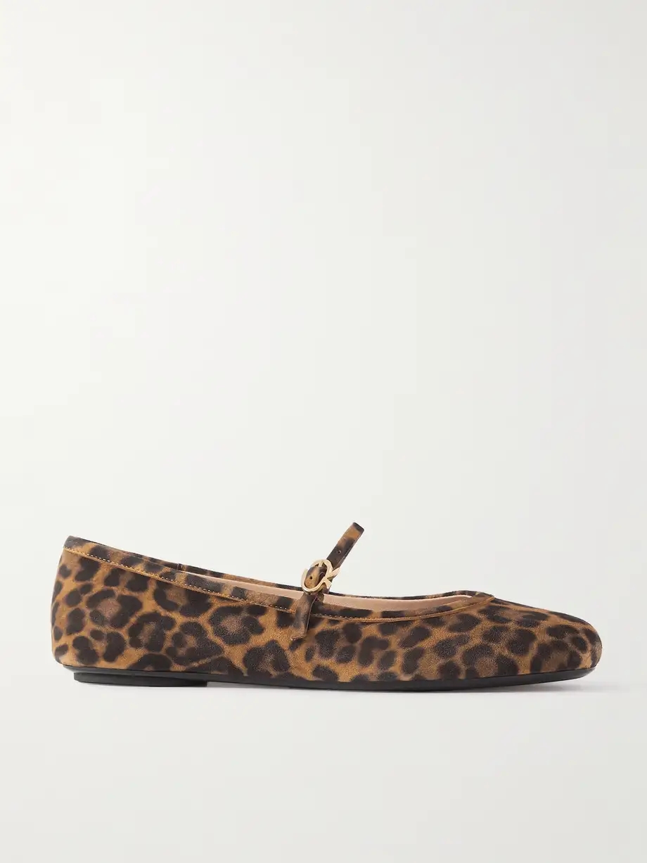 Carla leopard-print suede Mary Jane ballet flats