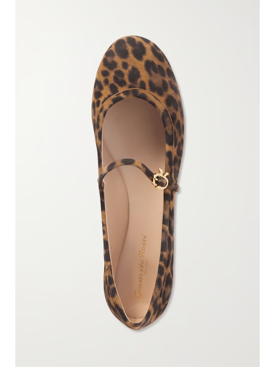 Carla leopard-print suede Mary Jane ballet flats