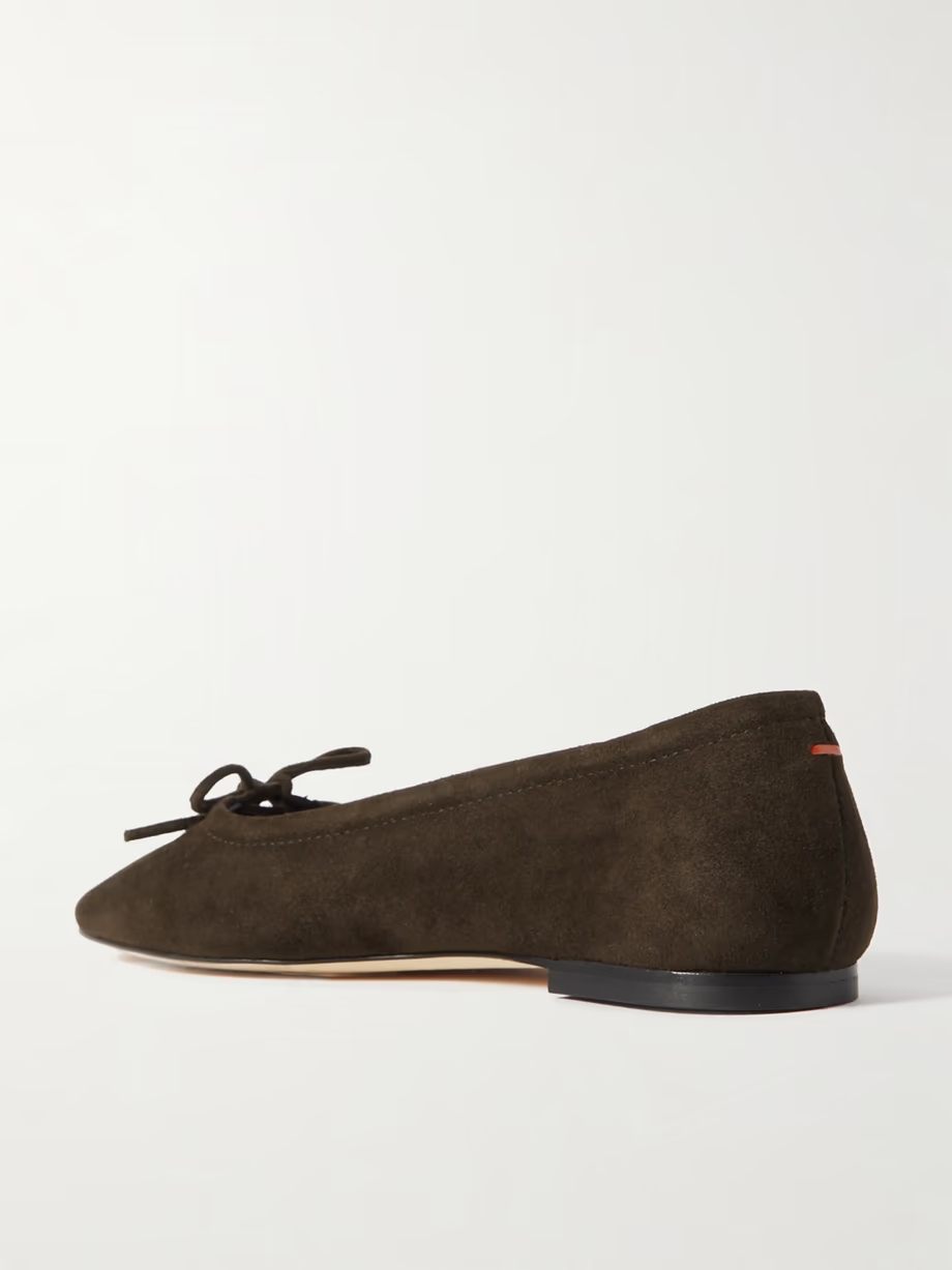 Delfina bow-detailed suede ballet flats