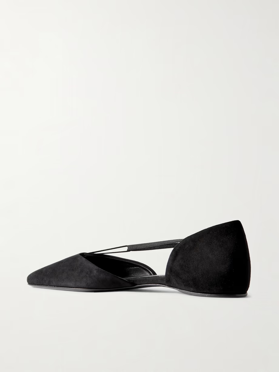 + NET SUSTAIN The T-strap suede point-toe flats