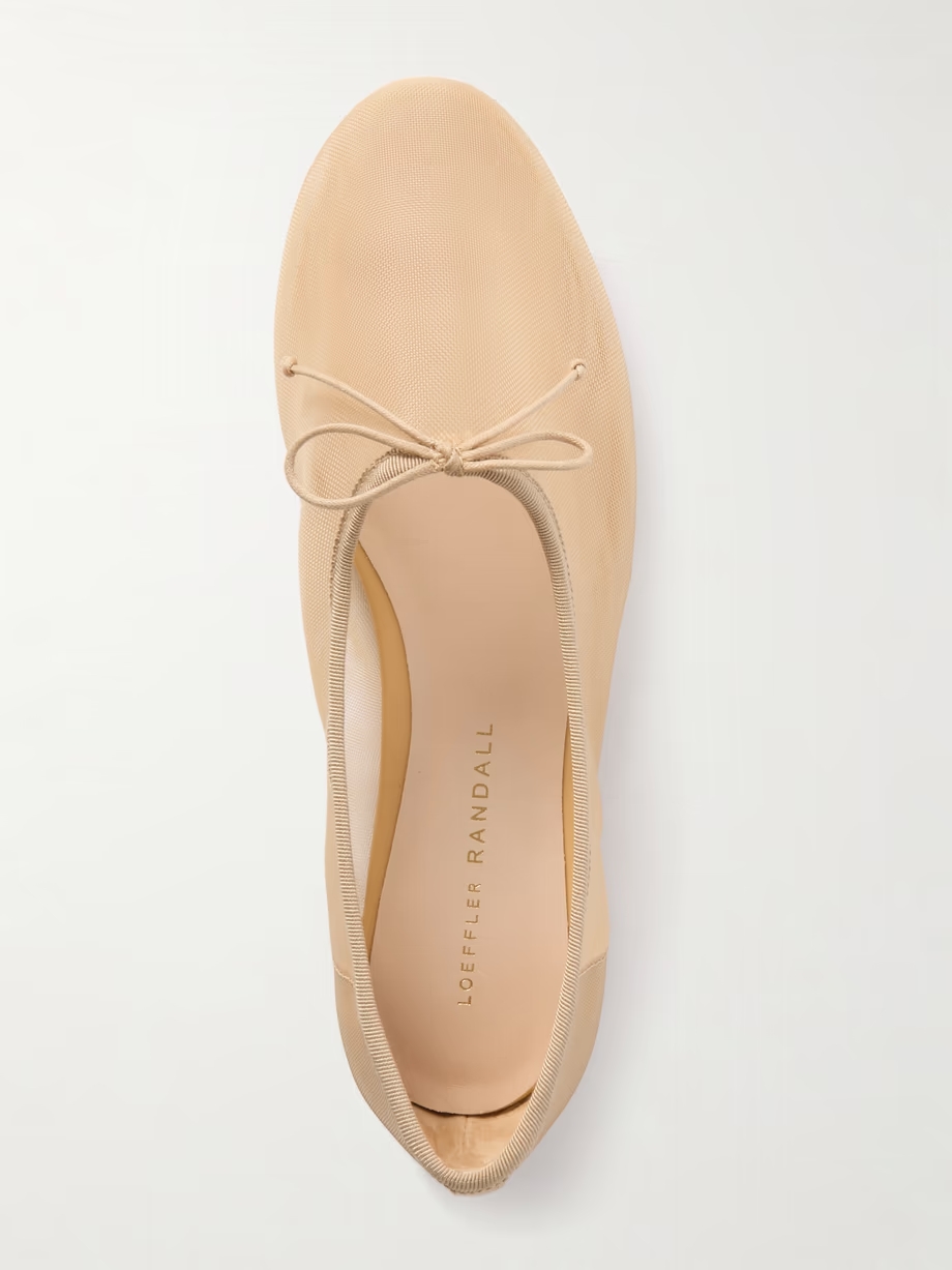 Landon bow-embellished mesh ballet flats