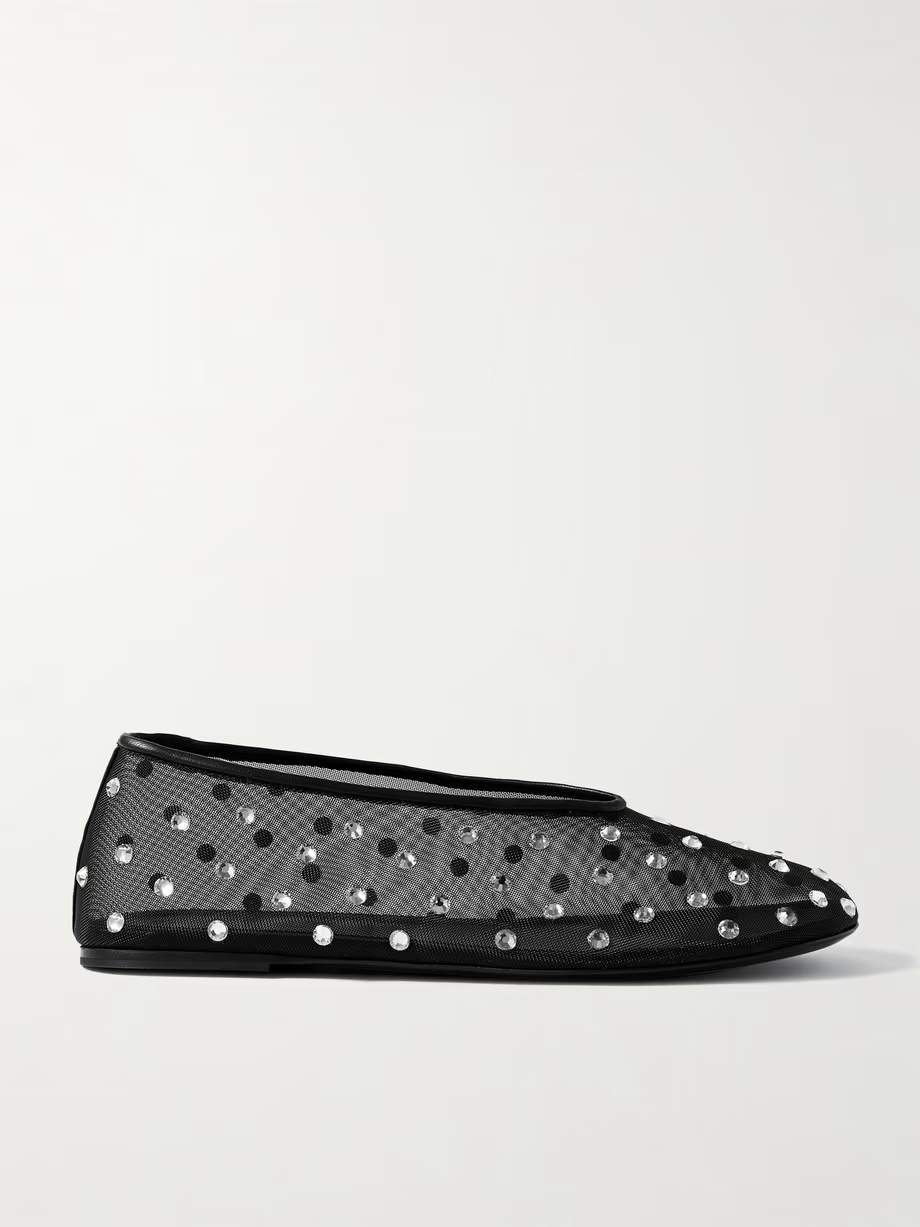 Marcy crystal-embellished mesh ballet flats