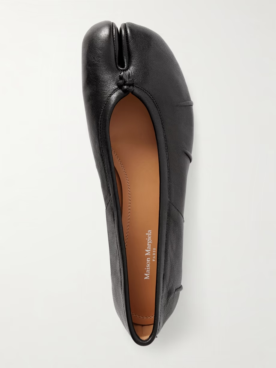 Tabi split-toe textured leather ballet flats