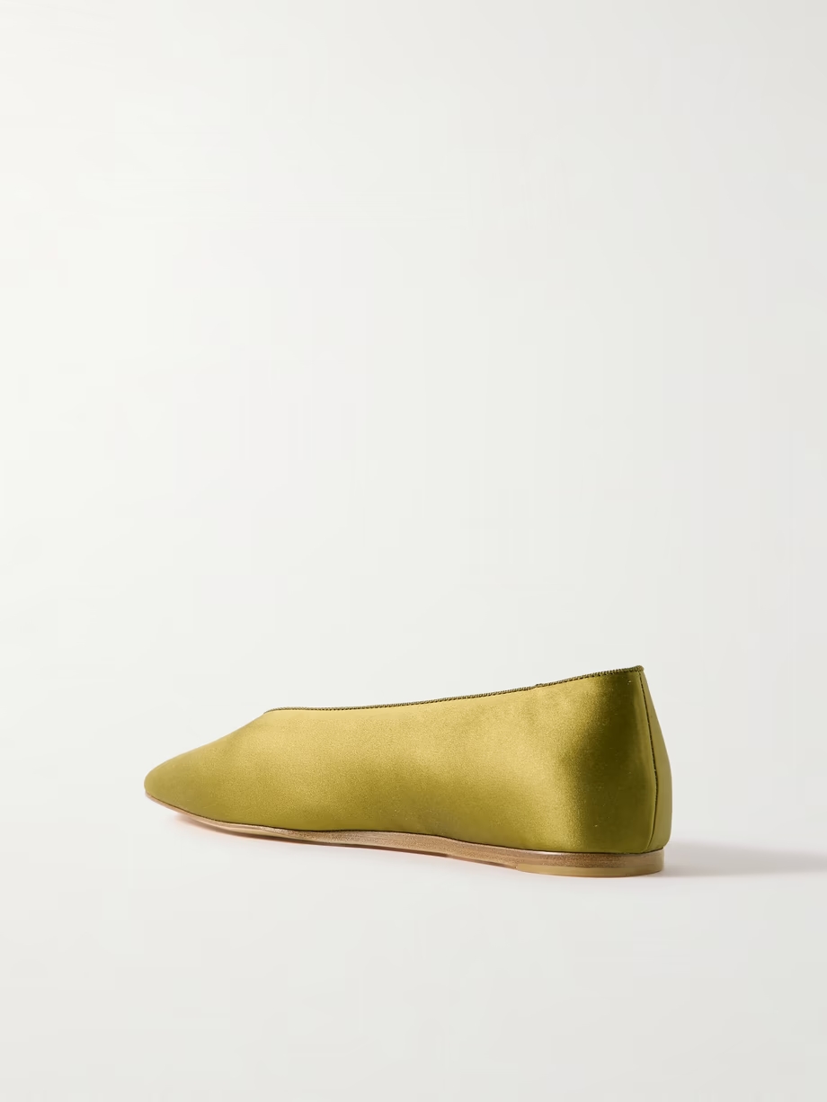 Regency grosgrain-trimmed satin ballet flats