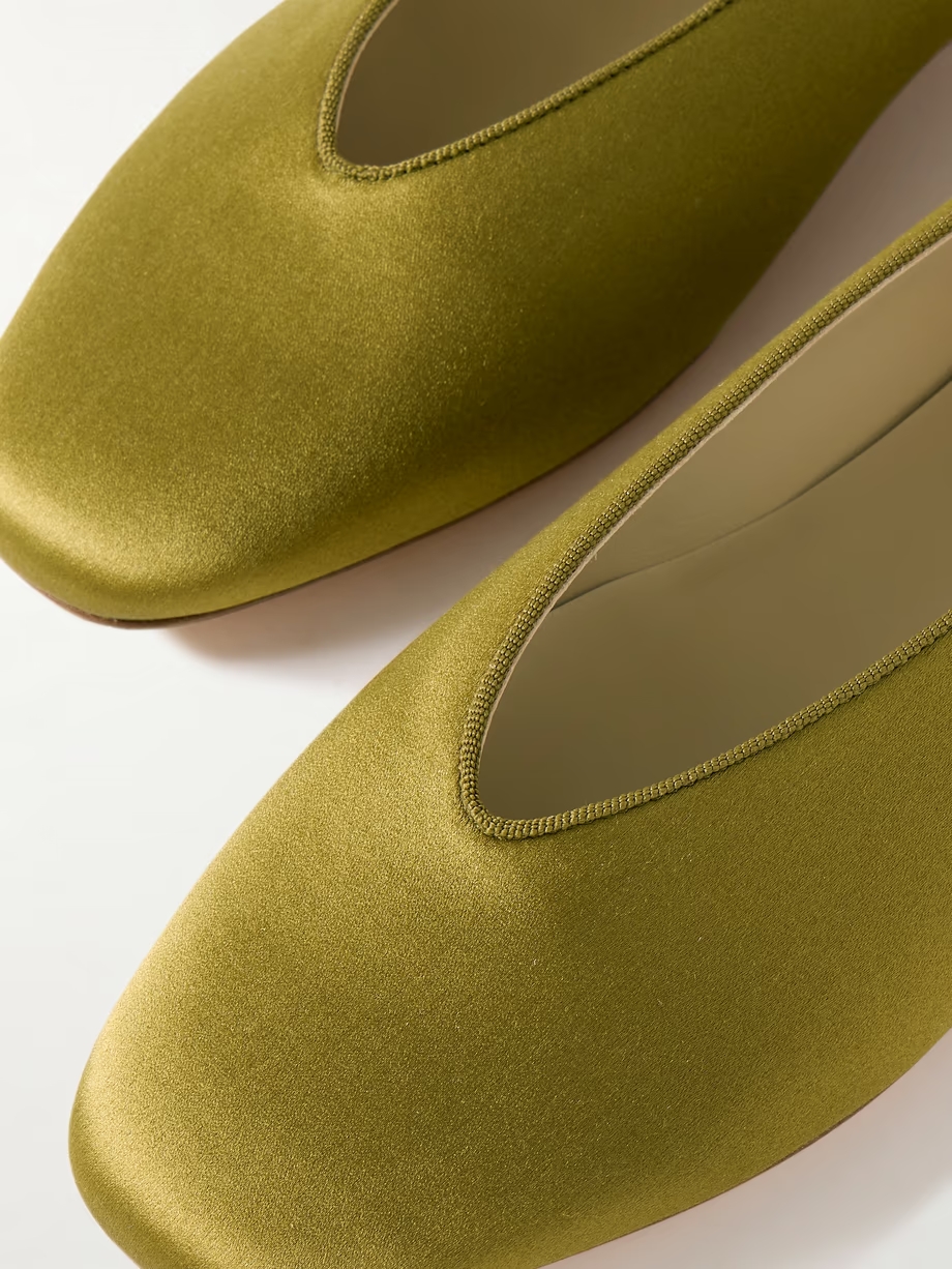 Regency grosgrain-trimmed satin ballet flats