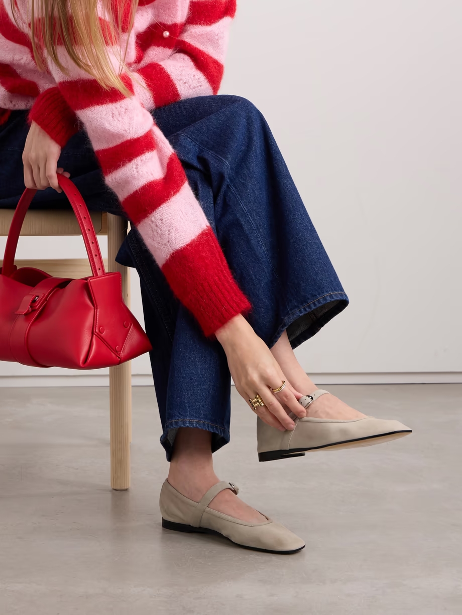 Suede Mary Jane ballet flats