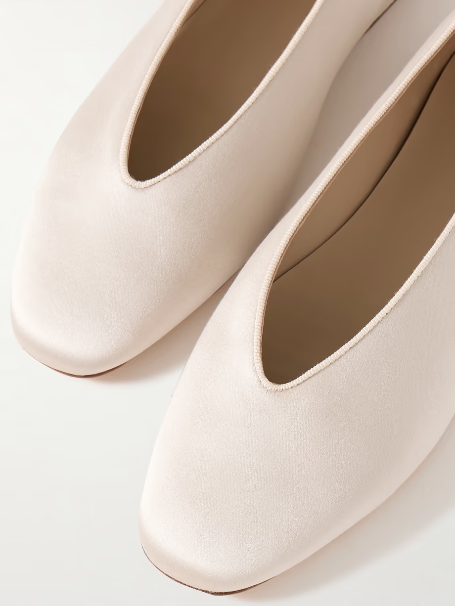 Regency grosgrain-trimmed satin ballet flats