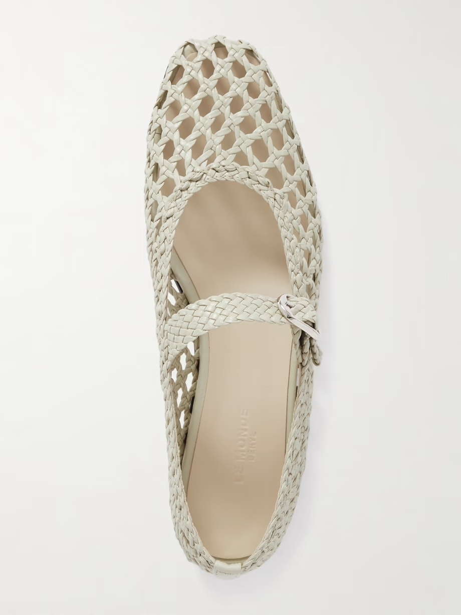 Woven leather Mary Jane ballet flats