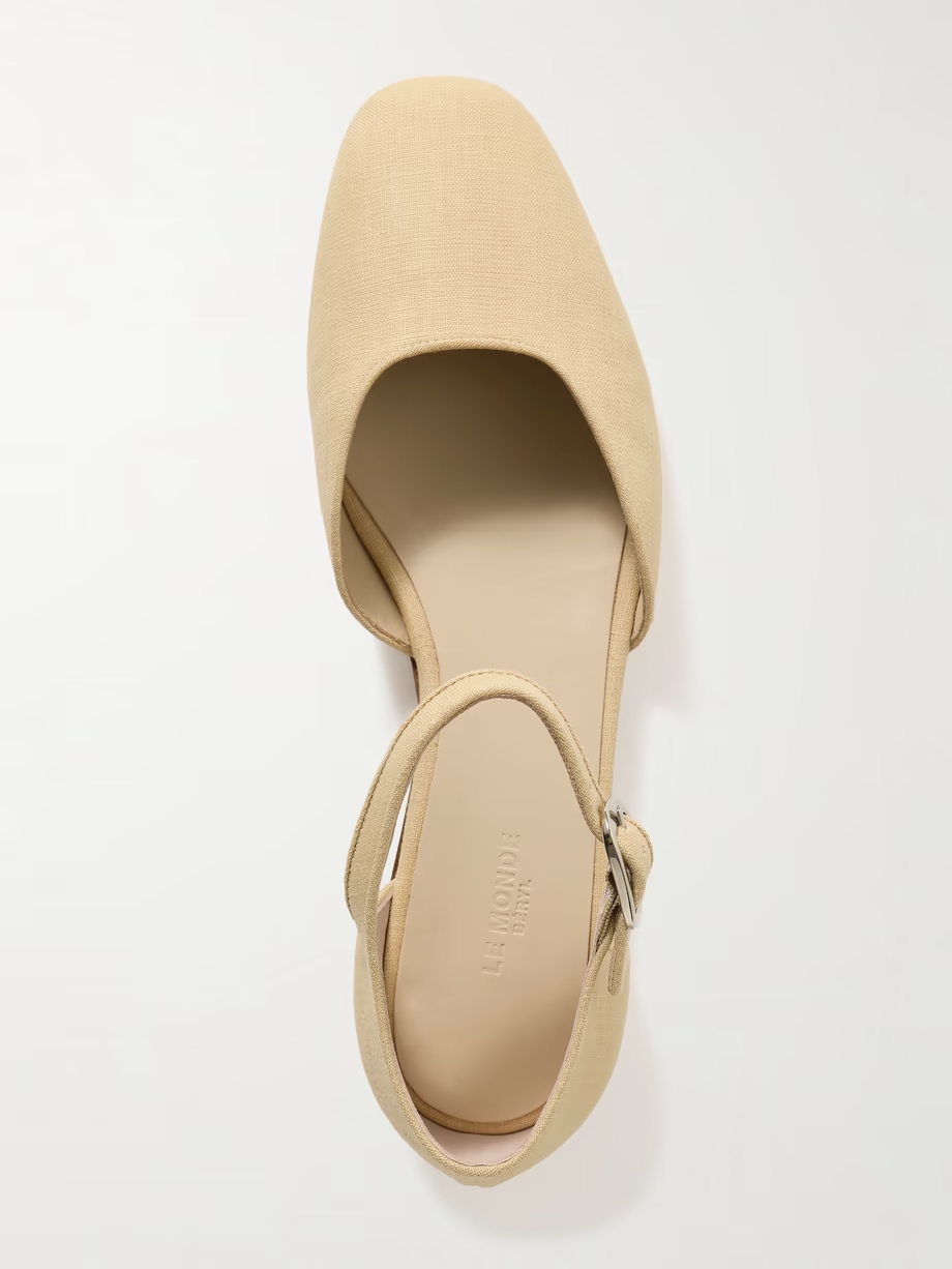 Linen Mary Jane ballet flats