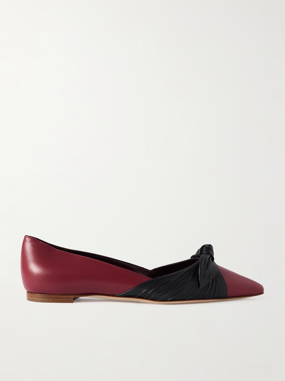 Terkaflat bow-embellished two-tone leather point-toe flats