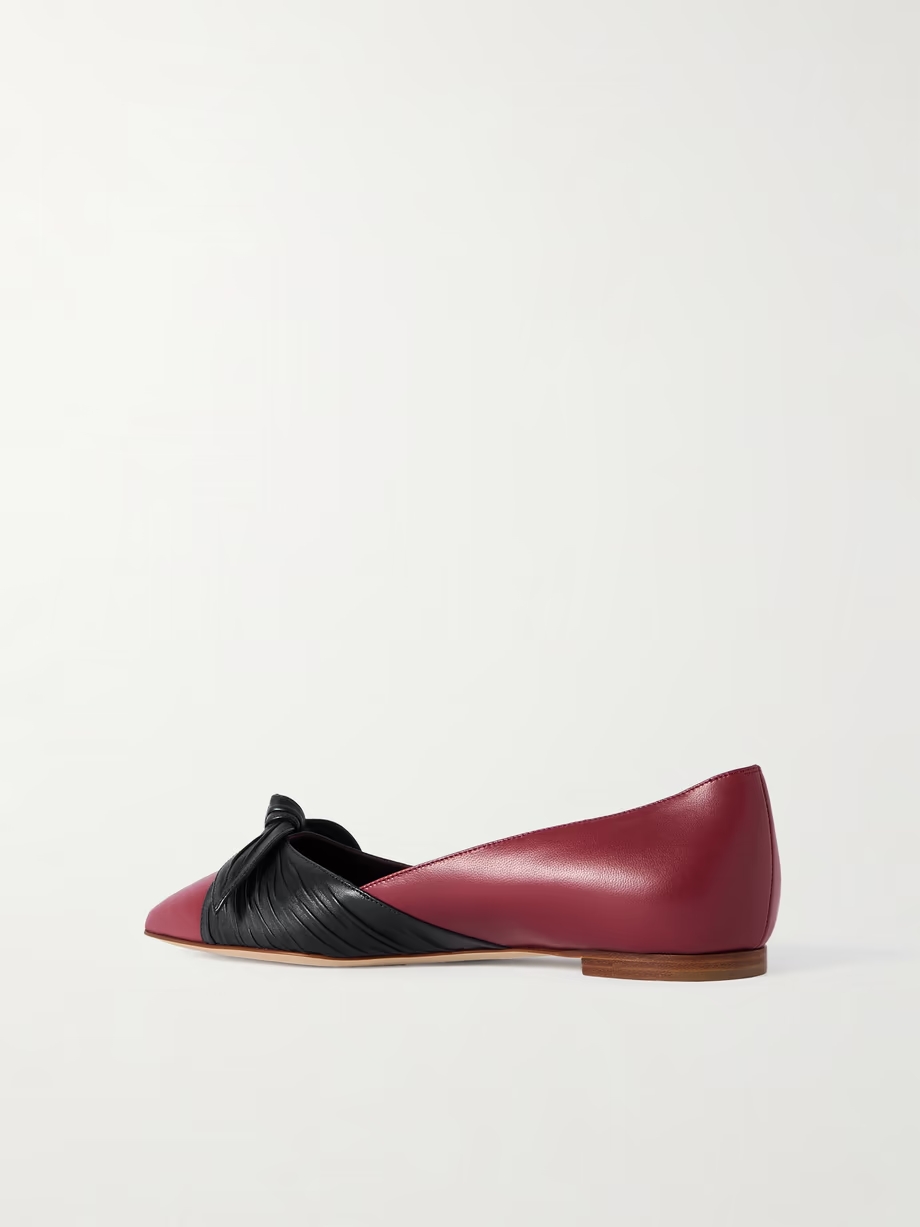 Terkaflat bow-embellished two-tone leather point-toe flats