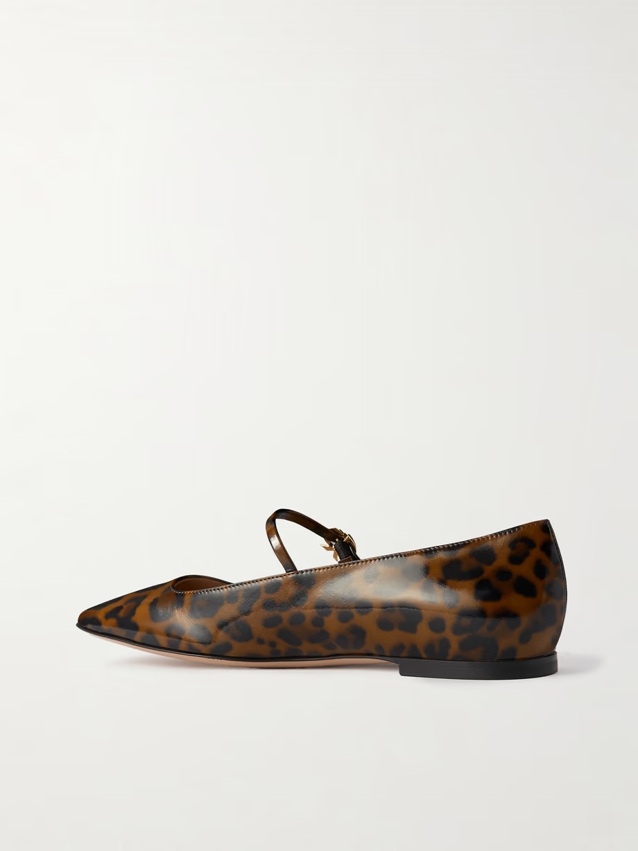 Christina leopard-print leather ballet flats