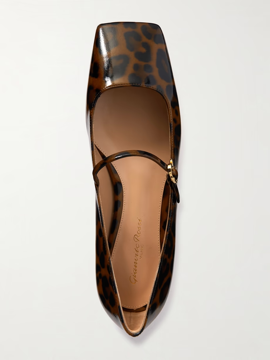 Christina leopard-print leather ballet flats